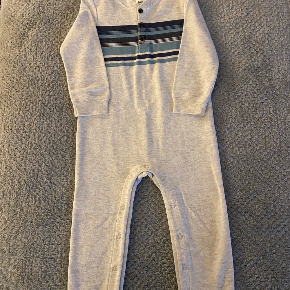 Carter's Gray and Blue Striped Bodysuit